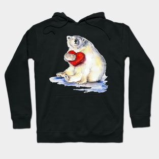 Polar whte bear with a heart Hoodie